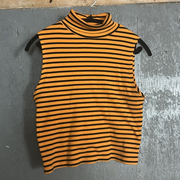 Zara Black and Orange Striped Turtleneck Sweater - Picture 8 of 11
